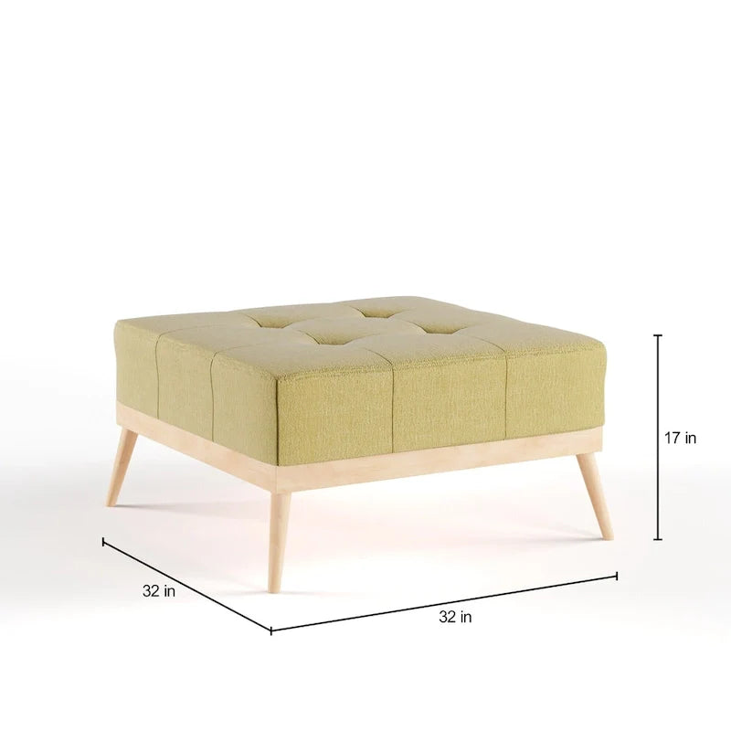 Christopher Knight Home Carson Lund Mid-Century Tufted Fabric Square Ottoman 1