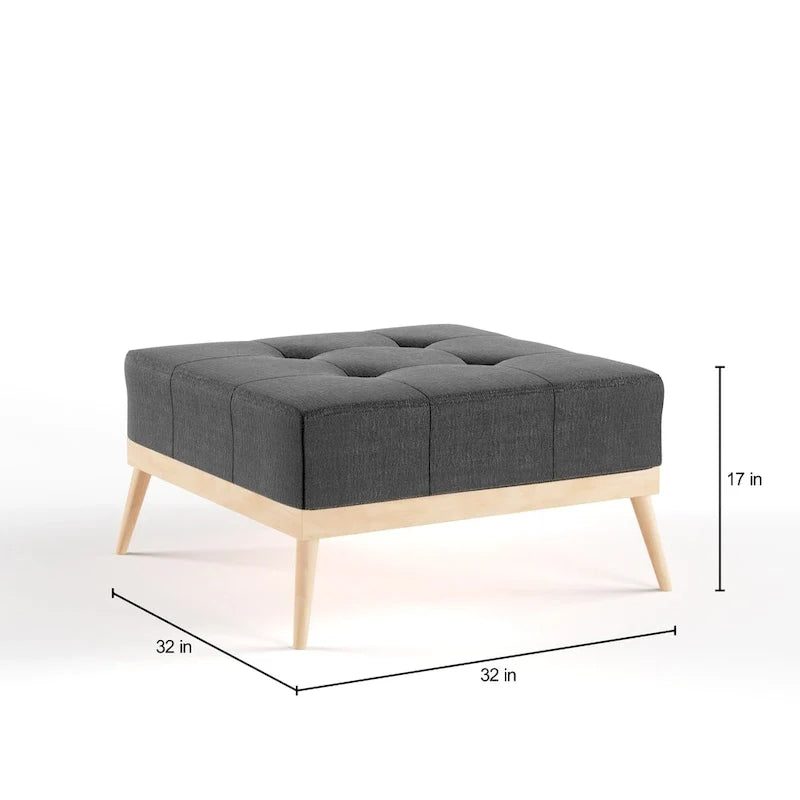 Christopher Knight Home Carson Lund Mid-Century Tufted Fabric Square Ottoman 2