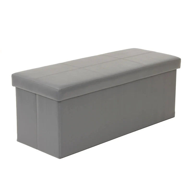 American Furniture Classics Foldable Tufted Storage Bench - Gunmetal Gray 2