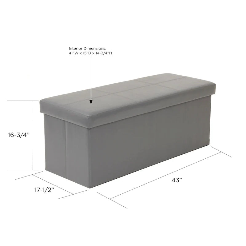 American Furniture Classics Foldable Tufted Storage Bench - Gunmetal Gray 3