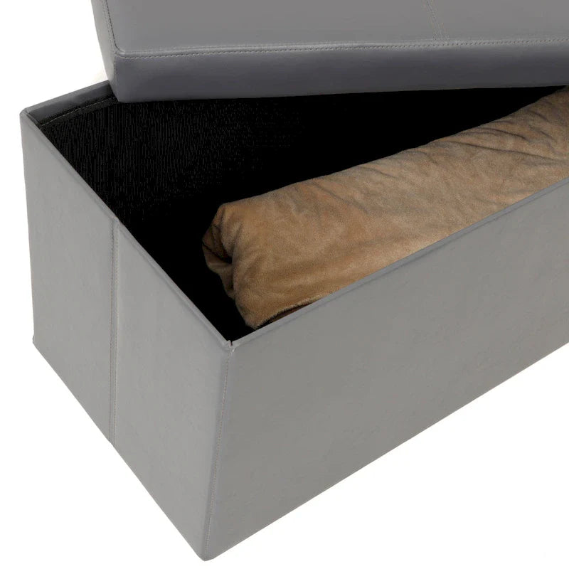 American Furniture Classics Foldable Tufted Storage Bench - Gunmetal Gray 5