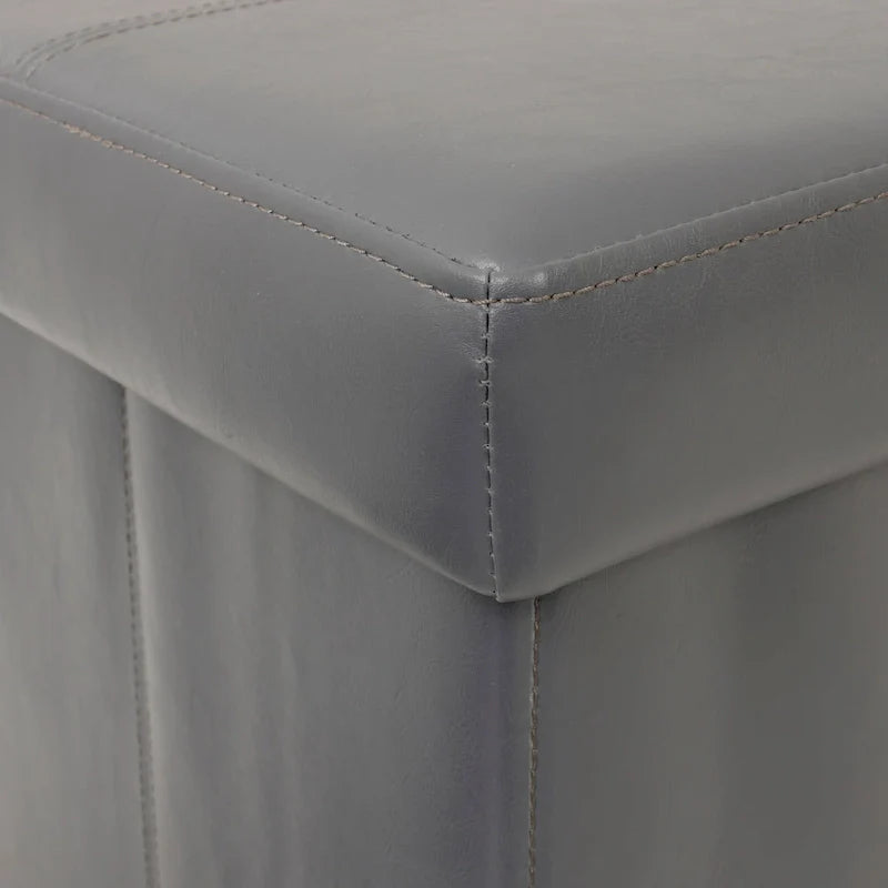 American Furniture Classics Foldable Tufted Storage Bench - Gunmetal Gray 6