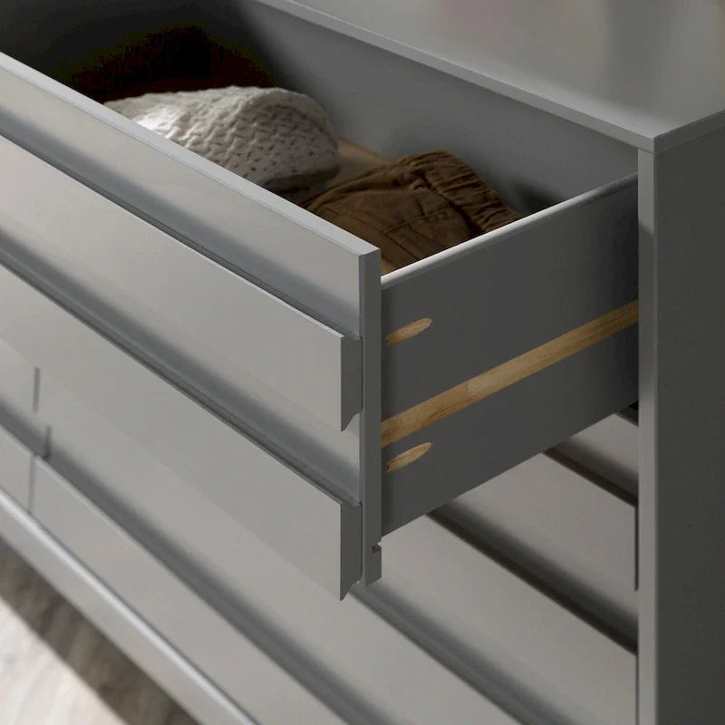 Modern 6 Drawer Dresser with Channeled Front Design 8