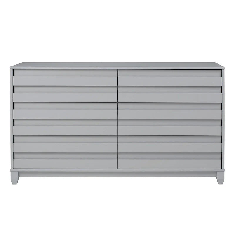Modern 6 Drawer Dresser with Channeled Front Design 11