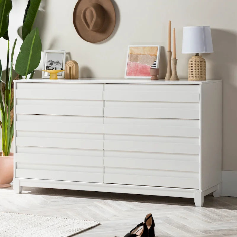 Modern 6 Drawer Dresser with Channeled Front Design 17