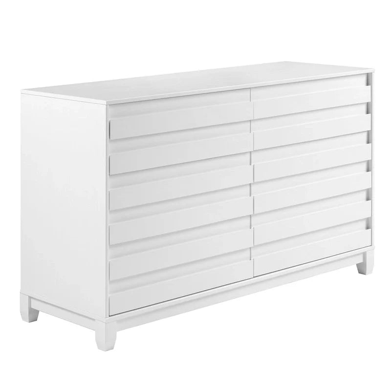 Modern 6 Drawer Dresser with Channeled Front Design 20