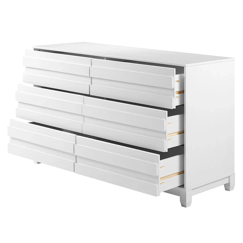Modern 6 Drawer Dresser with Channeled Front Design 21