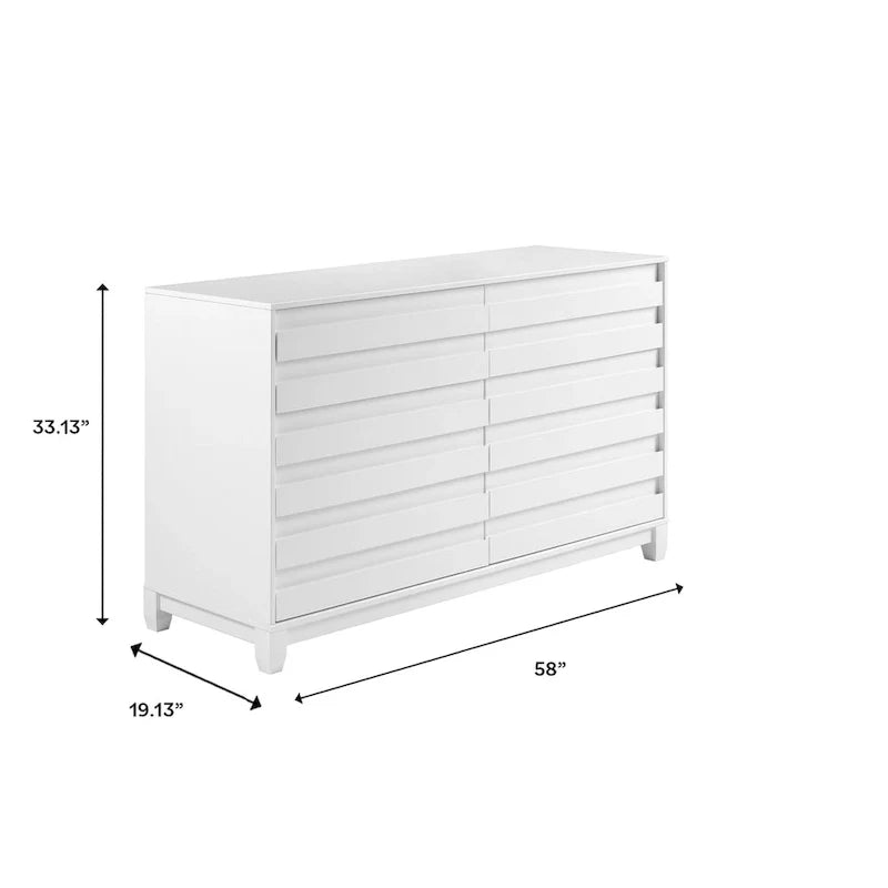 Modern 6 Drawer Dresser with Channeled Front Design 26