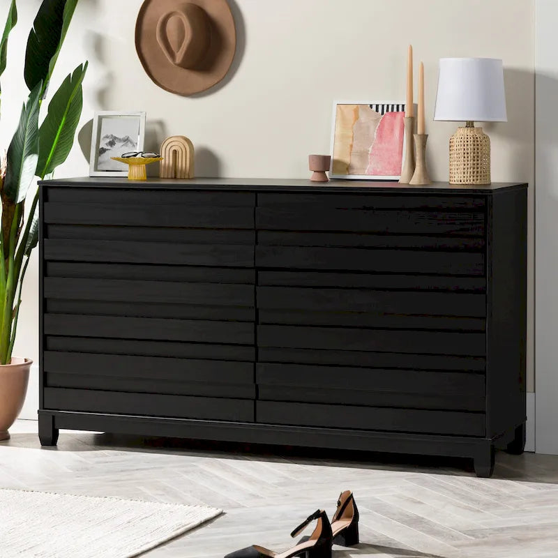 Modern 6 Drawer Dresser with Channeled Front Design 28
