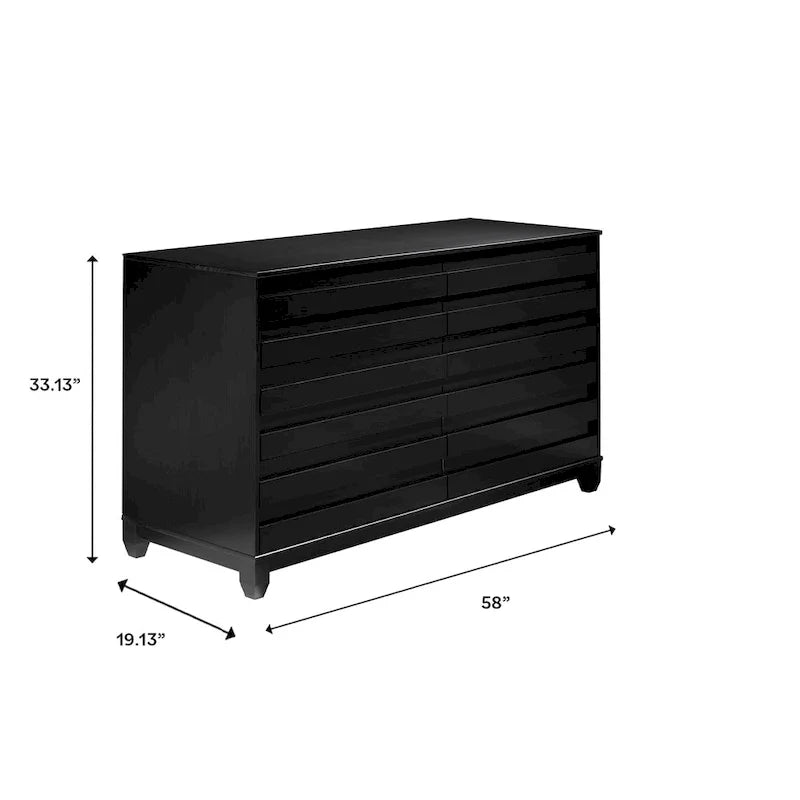 Modern 6 Drawer Dresser with Channeled Front Design 36