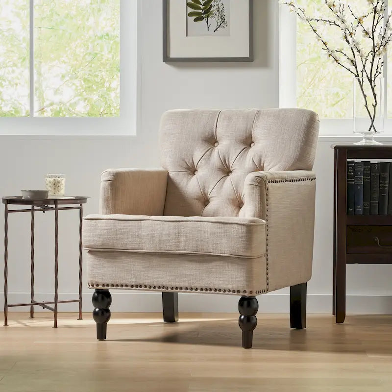 Christopher Knight Home Malone Tufted Back Fabric Club Chair - Dimensions: 28" L x 29.5" W x 33.5" H 26