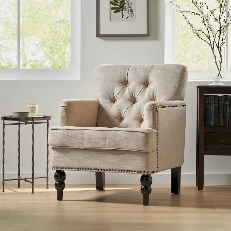 Christopher Knight Home Malone Tufted Back Fabric Club Chair - Dimensions: 28" L x 29.5" W x 33.5" H 1