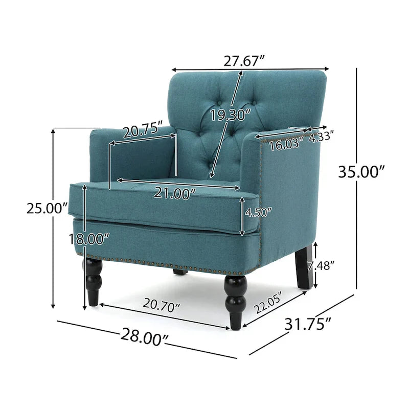 Christopher Knight Home Malone Tufted Back Fabric Club Chair - Dimensions: 28" L x 29.5" W x 33.5" H 14
