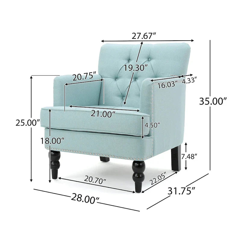 Christopher Knight Home Malone Tufted Back Fabric Club Chair - Dimensions: 28" L x 29.5" W x 33.5" H 21