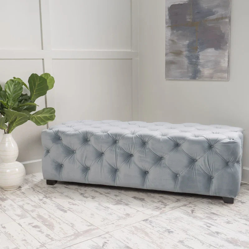 Christopher Knight Home Piper Glam Tufted Velvet Ottoman Bench 27