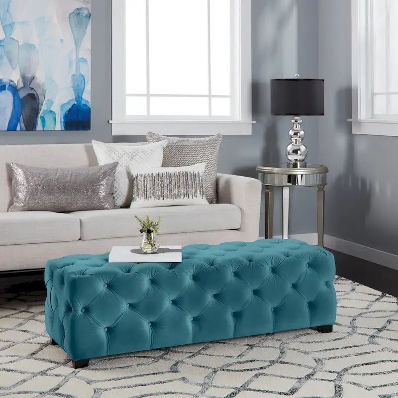 Christopher Knight Home Piper Glam Tufted Velvet Ottoman Bench 29