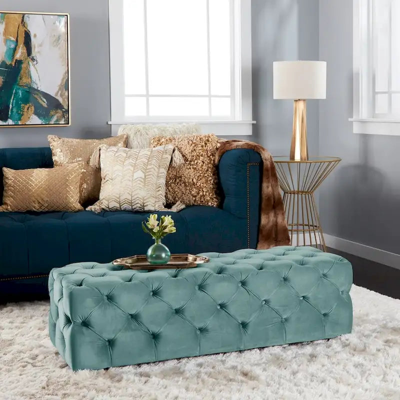 Christopher Knight Home Piper Glam Tufted Velvet Ottoman Bench 31