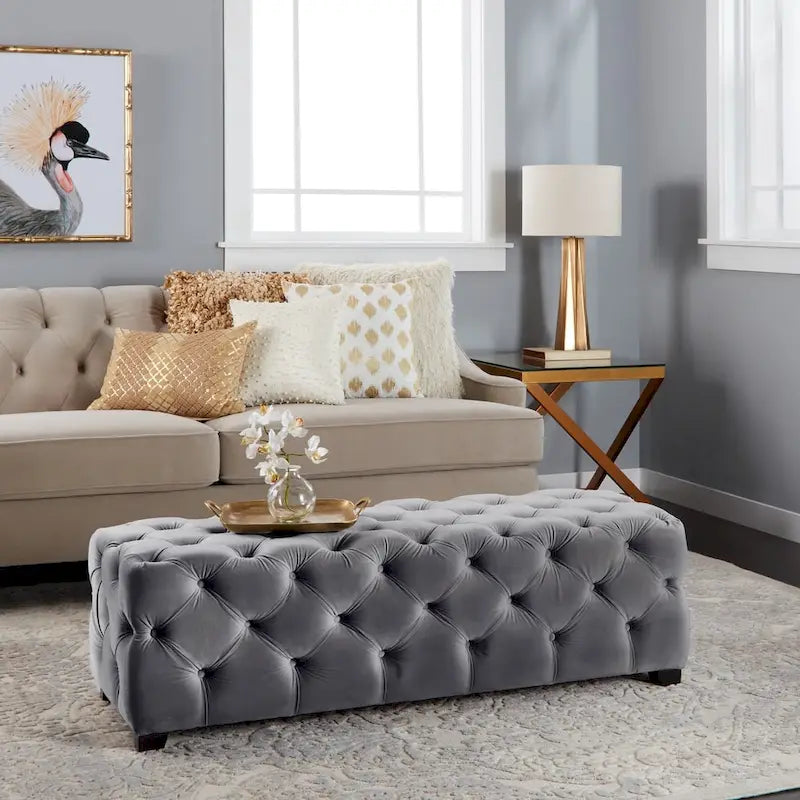 Christopher Knight Home Piper Glam Tufted Velvet Ottoman Bench 33