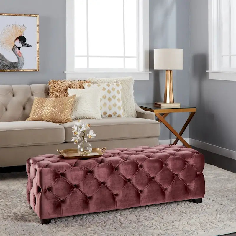 Christopher Knight Home Piper Glam Tufted Velvet Ottoman Bench 34