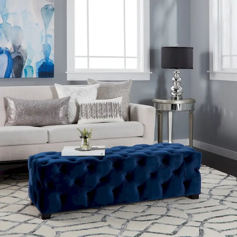 Christopher Knight Home Piper Glam Tufted Velvet Ottoman Bench 1