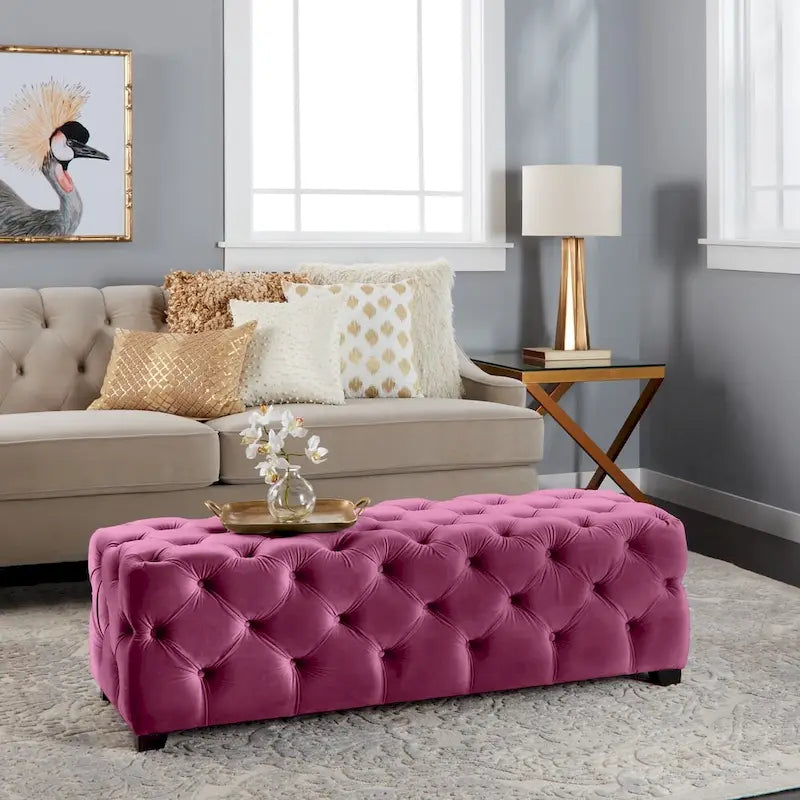 Christopher Knight Home Piper Glam Tufted Velvet Ottoman Bench 10