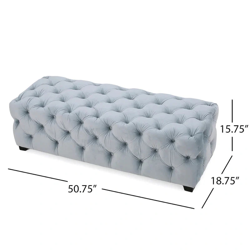 Christopher Knight Home Piper Glam Tufted Velvet Ottoman Bench 21