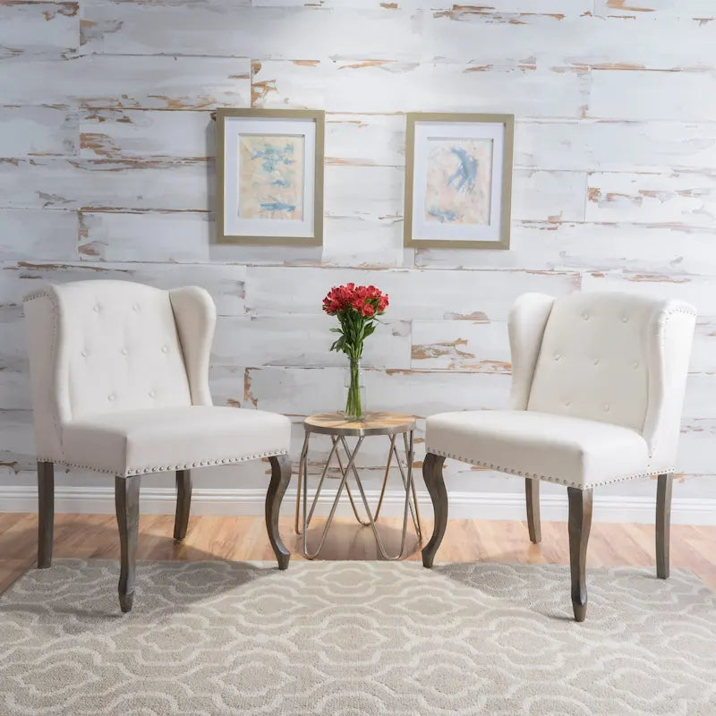 Set of 2 Niclas Wingback Studded Fabric Accent Chairs by Christopher Knight Home 21