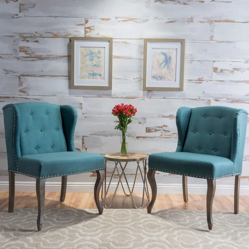 Set of 2 Niclas Wingback Studded Fabric Accent Chairs by Christopher Knight Home 22