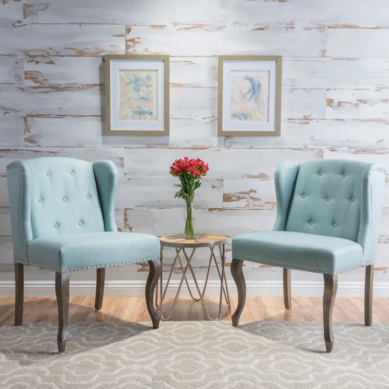 Set of 2 Niclas Wingback Studded Fabric Accent Chairs by Christopher Knight Home 23