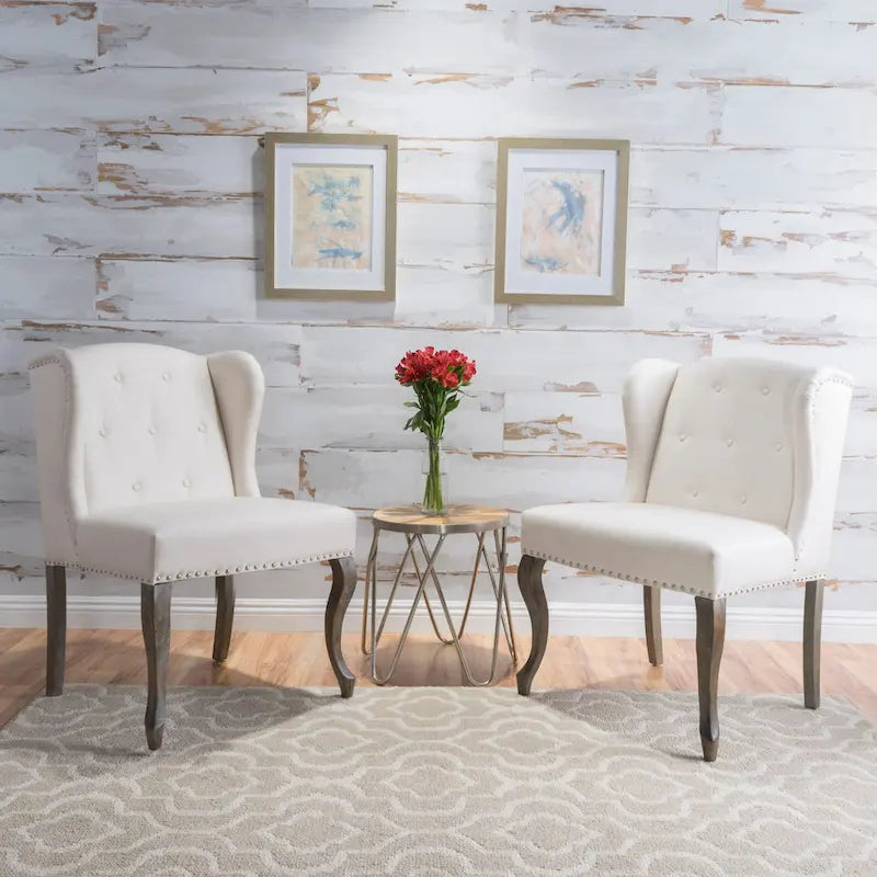 Set of 2 Niclas Wingback Studded Fabric Accent Chairs by Christopher Knight Home 20