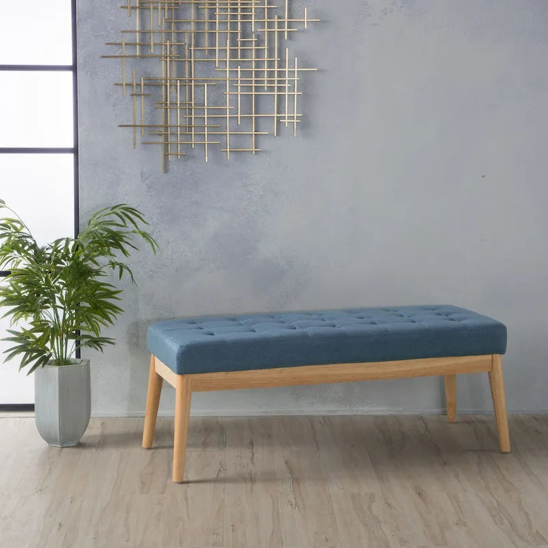 Christopher Knight Home Saxon Mid-Century Tufted Fabric Ottoman Bench - 43" L x 15.75" W x 17" H 2