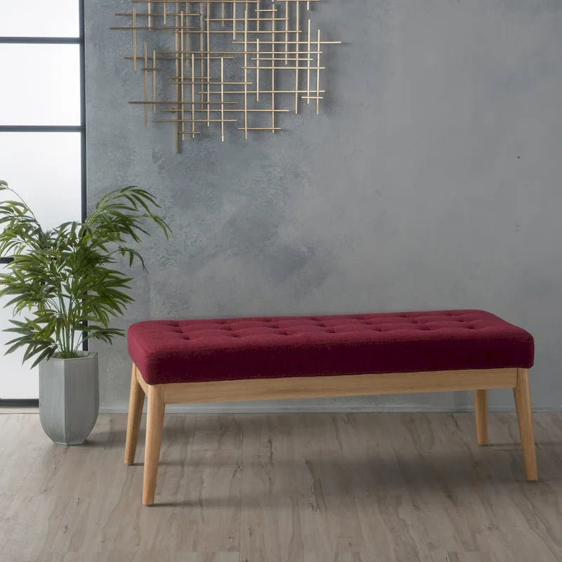 Christopher Knight Home Saxon Mid-Century Tufted Fabric Ottoman Bench - 43" L x 15.75" W x 17" H 4