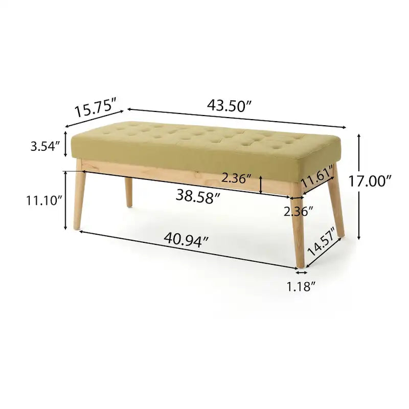 Christopher Knight Home Saxon Mid-Century Tufted Fabric Ottoman Bench - 43" L x 15.75" W x 17" H 23