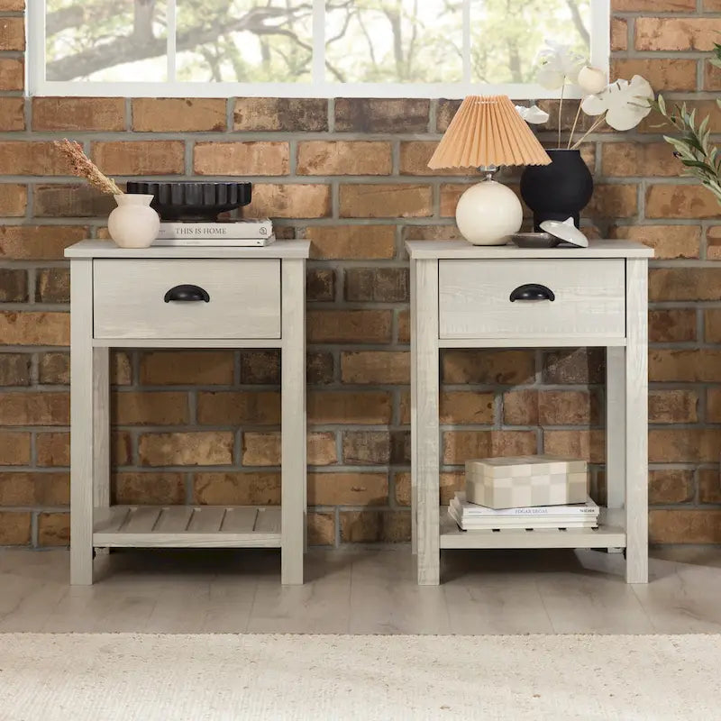 Set of 2 Middlebrook Farmhouse Nightstands with One Drawer 1