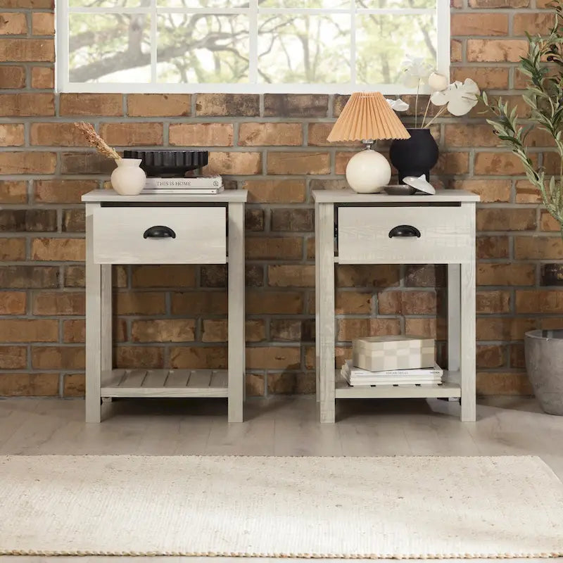 Set of 2 Middlebrook Farmhouse Nightstands with One Drawer 3
