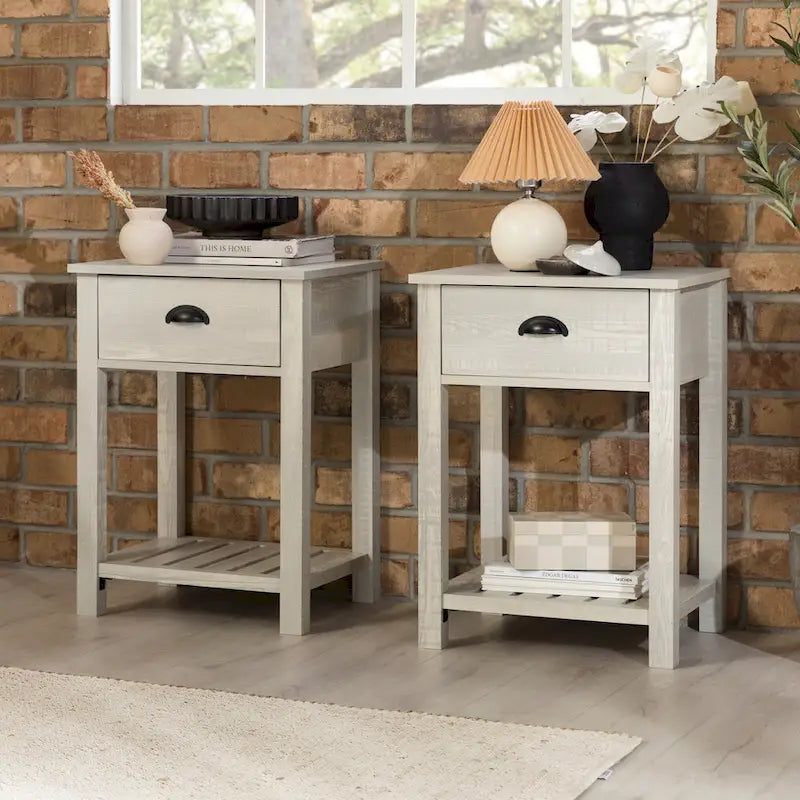 Set of 2 Middlebrook Farmhouse Nightstands with One Drawer 4
