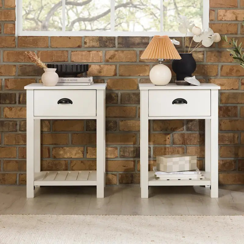 Set of 2 Middlebrook Farmhouse Nightstands with One Drawer 15