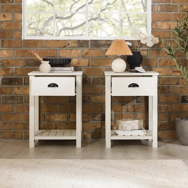 Set of 2 Middlebrook Farmhouse Nightstands with One Drawer 16