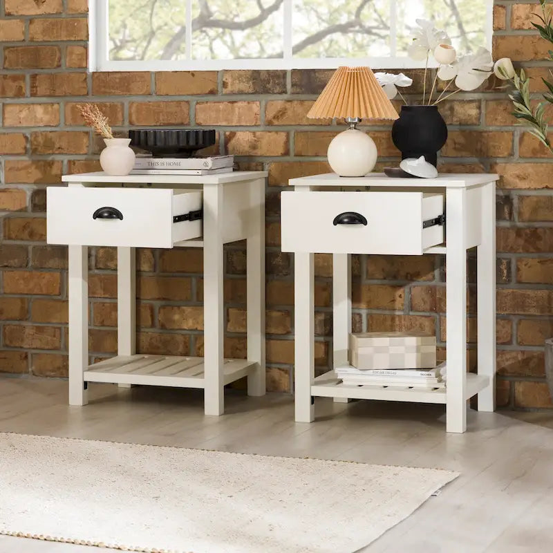 Set of 2 Middlebrook Farmhouse Nightstands with One Drawer 17