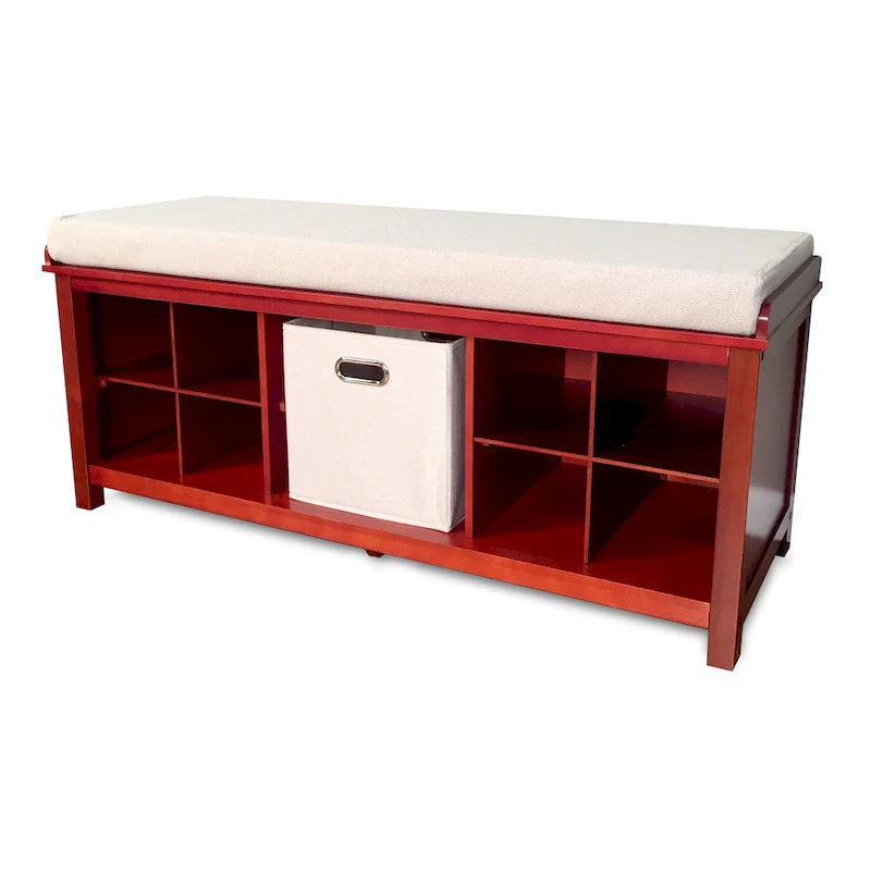John Louis Home Mahogany Solid Wood Entryway Bench with 8 Shoe Cubbies 2