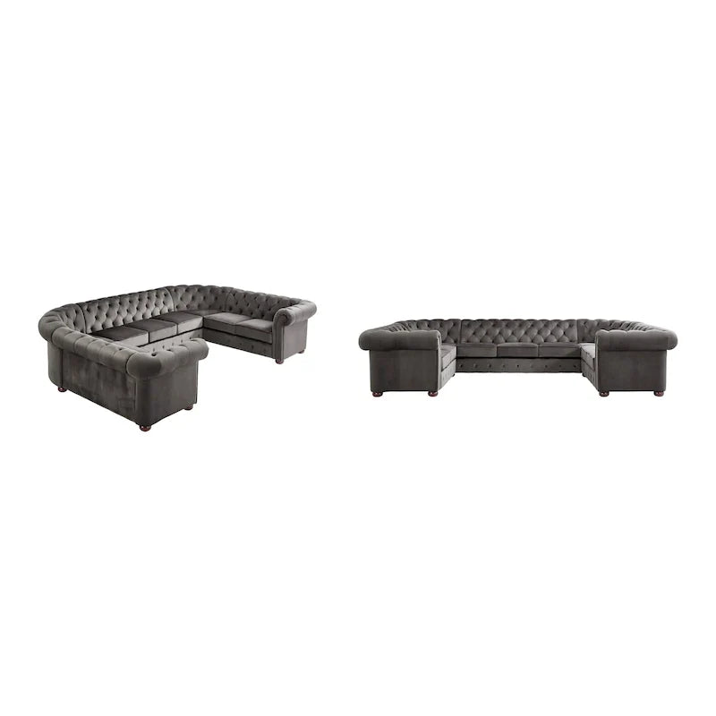 Gdansk 9-Person U-Shaped Chesterfield Sectional Sofa 14