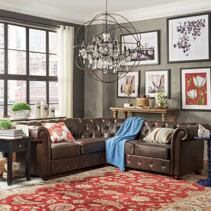 Gdansk 5-Person L-Shaped Chesterfield Sectional Sofa 1