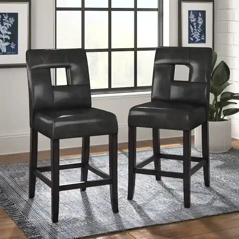 Brda Keyhole Counter Height High Back Stools - Set of 2 1
