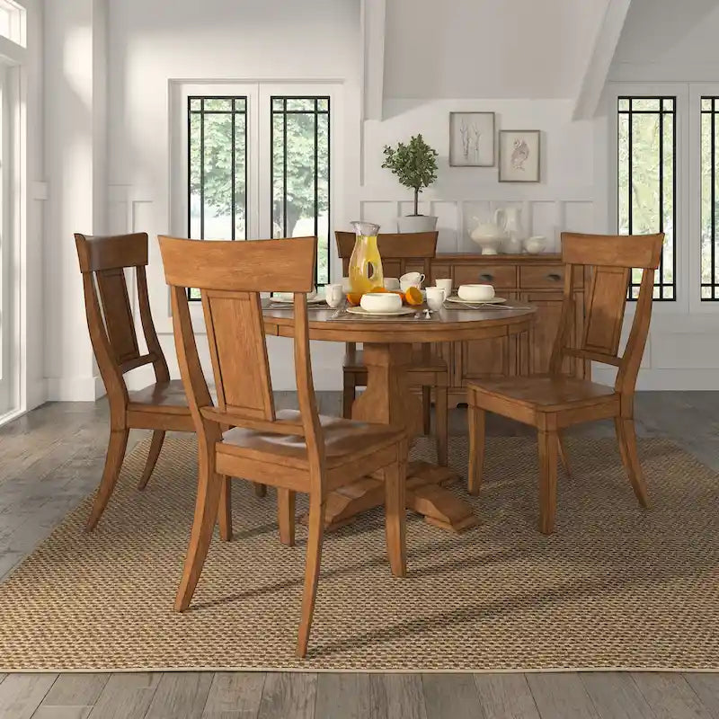 Set of 2 Ronda Wooden Dining Chairs with Panel Back 1
