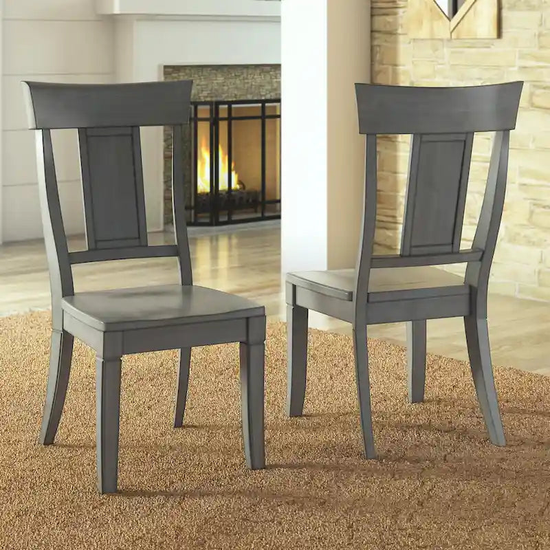 Set of 2 Ronda Wooden Dining Chairs with Panel Back 5