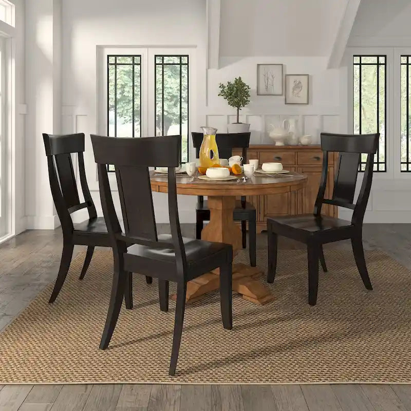 Set of 2 Ronda Wooden Dining Chairs with Panel Back 7