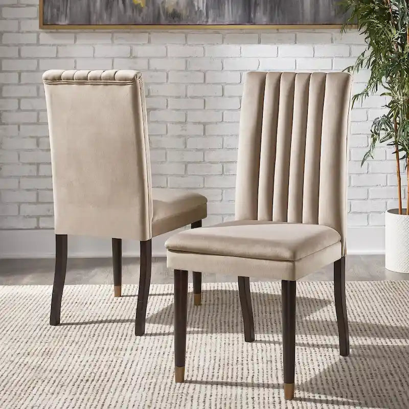 Noricum Velvet Channel-Back Dining Chair Set (2 Pieces) 1