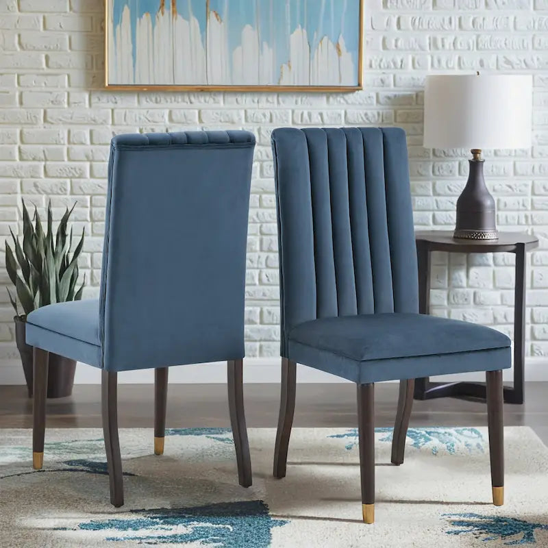 Noricum Velvet Channel-Back Dining Chair Set (2 Pieces) 2