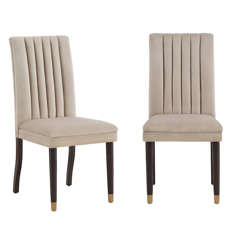 Noricum Velvet Channel-Back Dining Chair Set (2 Pieces) 3