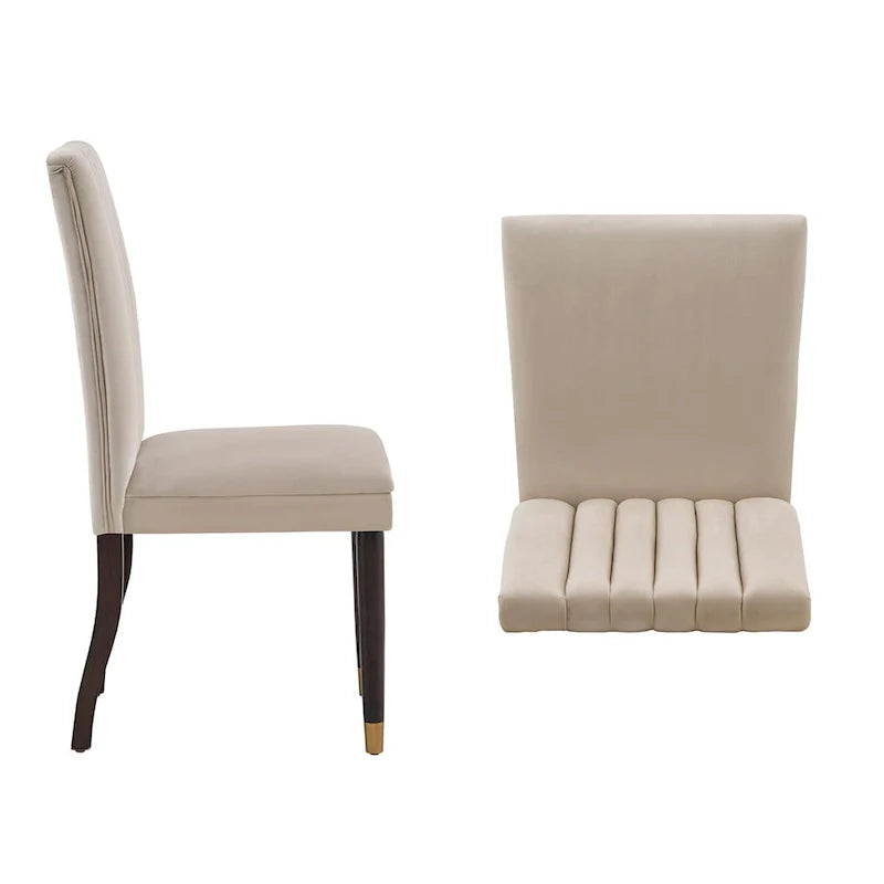 Noricum Velvet Channel-Back Dining Chair Set (2 Pieces) 4